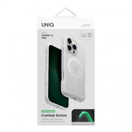 Чехол Uniq Combat Active с MagSafe для iPhone 16 Pro, Lume-White (IP6.3P(2024)-COMAMLWHT)