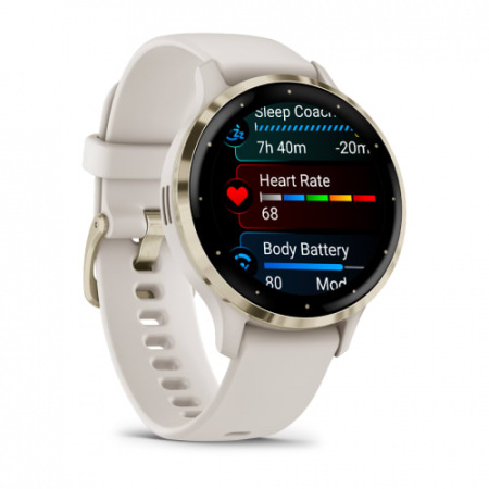 Смарт-часы Garmin Venu 3S цвета слоновой кости с золотистым безелем (010-02785-04)
