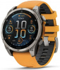 Часы Garmin Fenix 8 47mm Amoled Sapphire Titanium, серый, оранжевый силиконовый ремешок (010-02904-19)