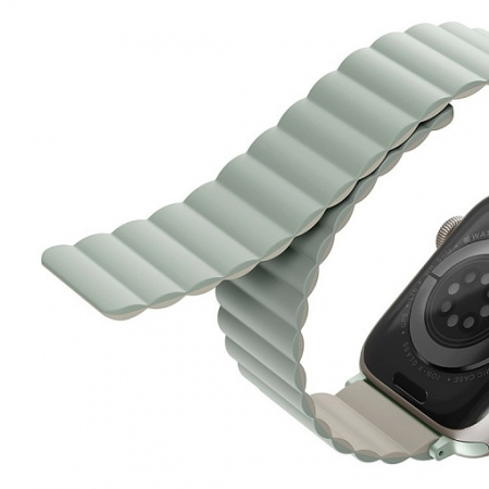 Ремешок Uniq Revix reversible Magnetic для Apple Watch 49/46/45/44 мм, горчичный/хаки, зеленый/бежевый (45MM-REVSAGBEG)