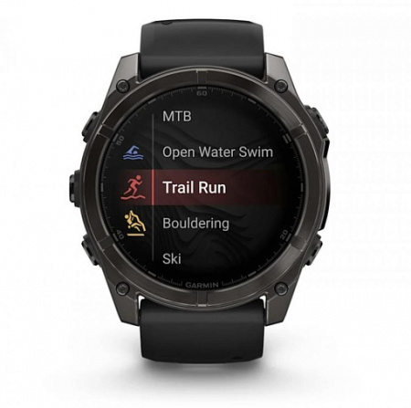 Умные часы Garmin Fenix 8 51 мм AMOLED Sapphire Carbon, Gray DLC Titanium with Black/Pebble Gray Silicone (010-02905-21)